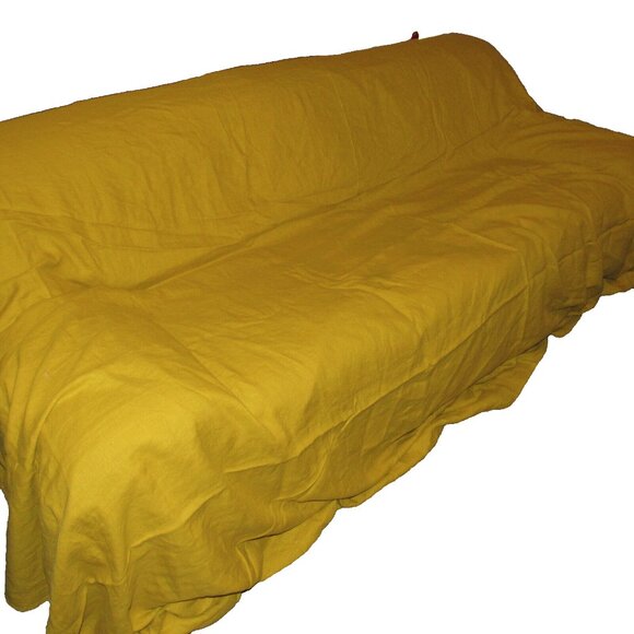 Linen Locker & Co 100% Flax Linen Mustard Golden Yellow Coach Drape Cover - Picture 2 of 8